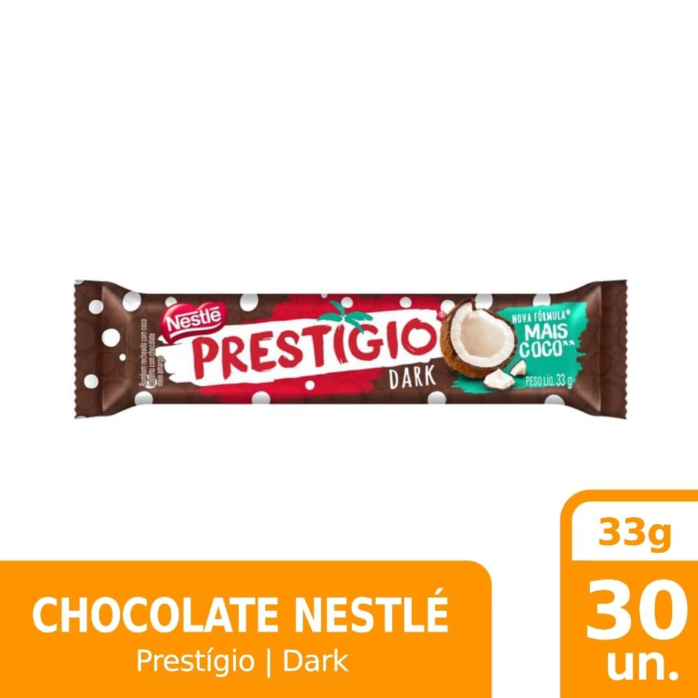 Chocolate Nestlé Prestígio Dark 33g Embalagem com 30 Unidades eFácil