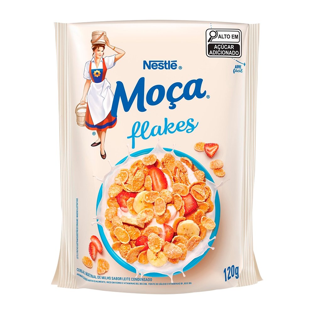 Cereal Matinal Nestlé Moça Flakes Sachê 120g - Embalagem com 20 Unidades