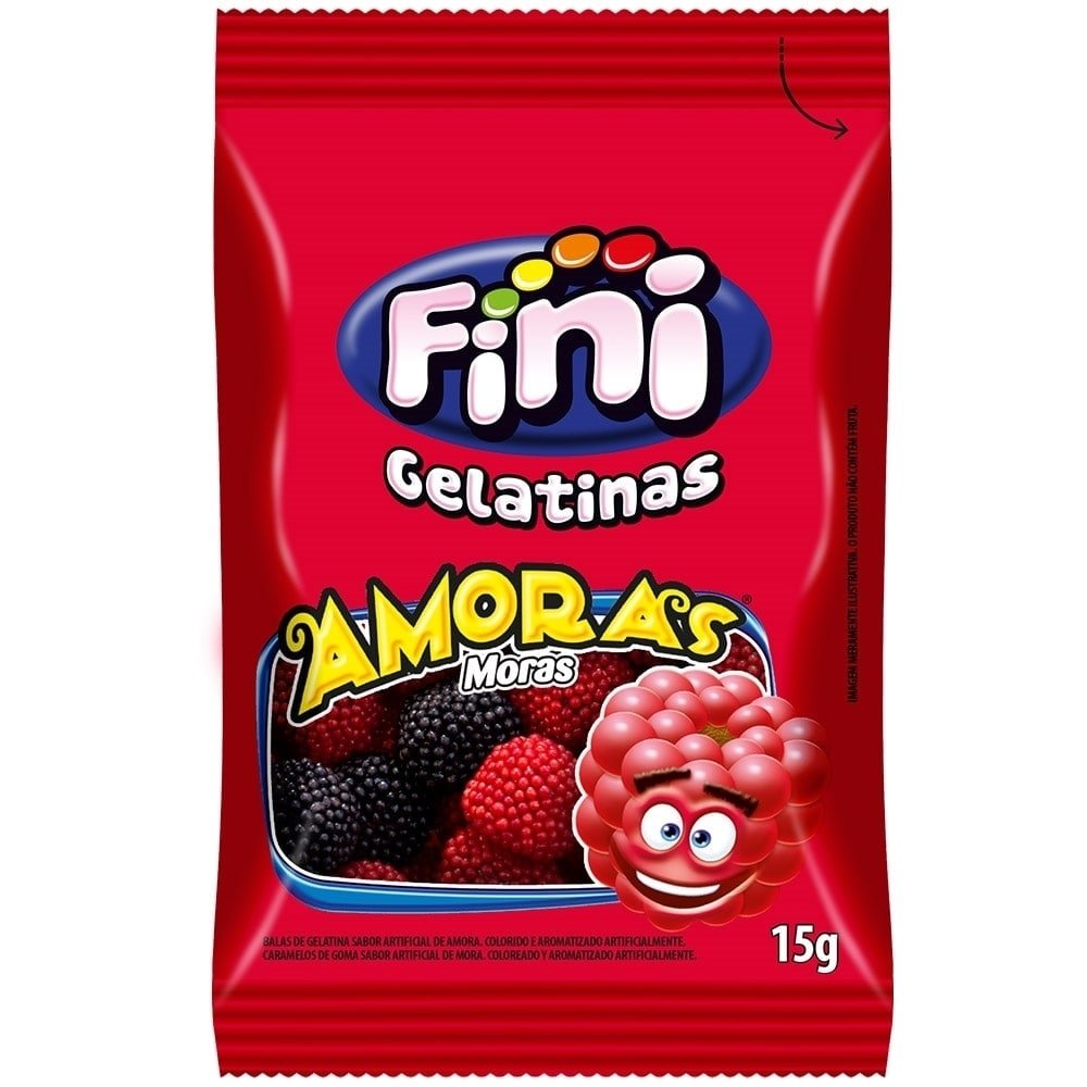 Bala Fini Gelatina Amora 15g - Embalagem com 12 Unidades