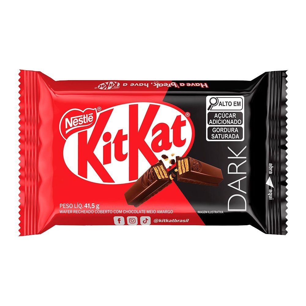 Chocolate Kit Kat Nestle Dark 41.5g - Embalagem com 24 unidades