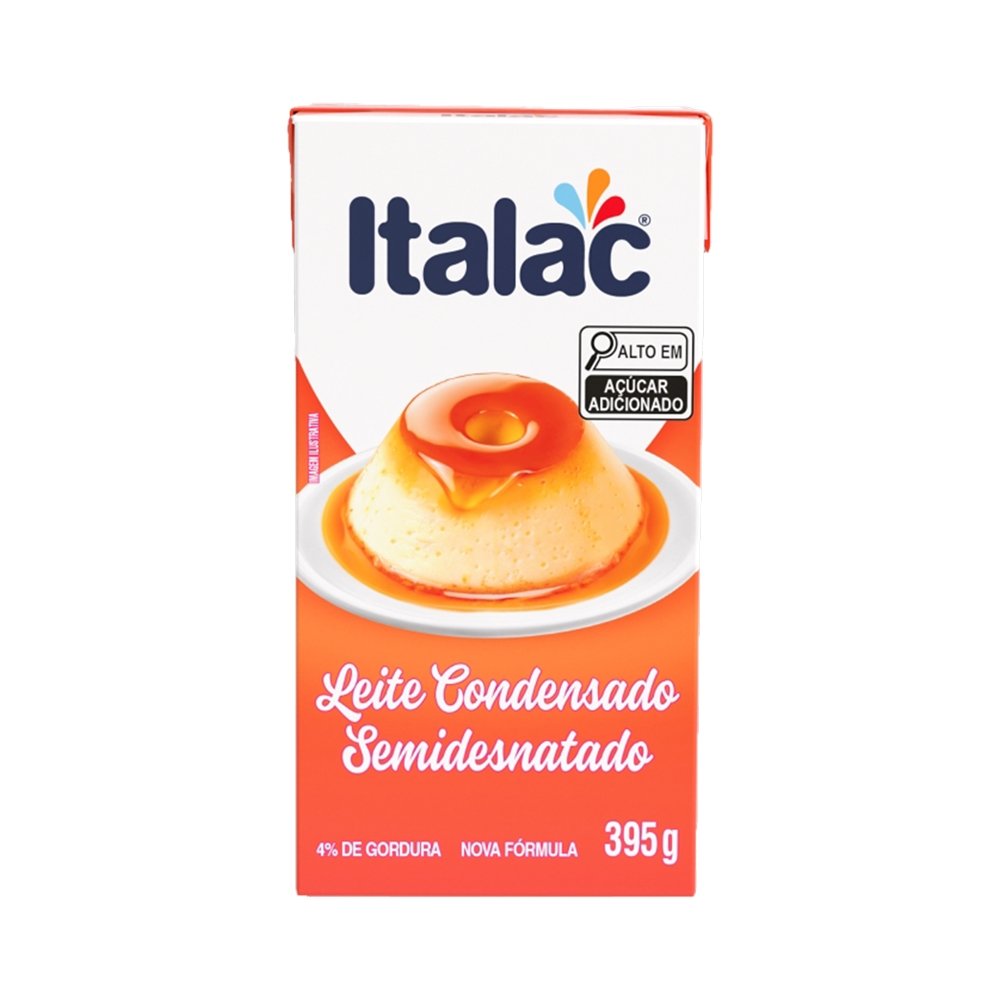 Leite Condensado Semidesnatado Italac Tetra Pack 395g - Embalagem c/ 27 unidades