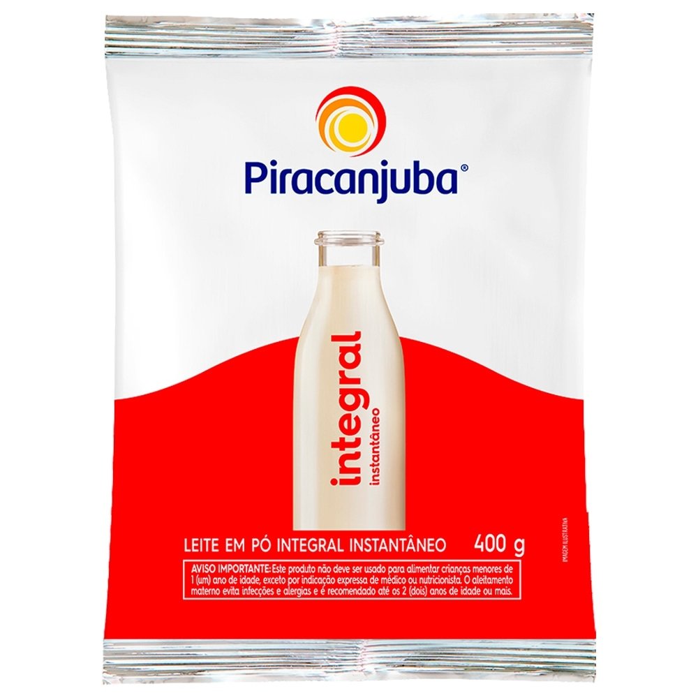 Leite em Pó Piracanjuba Instantâneo Sachê 400g - Embalagem com 25 Unidades