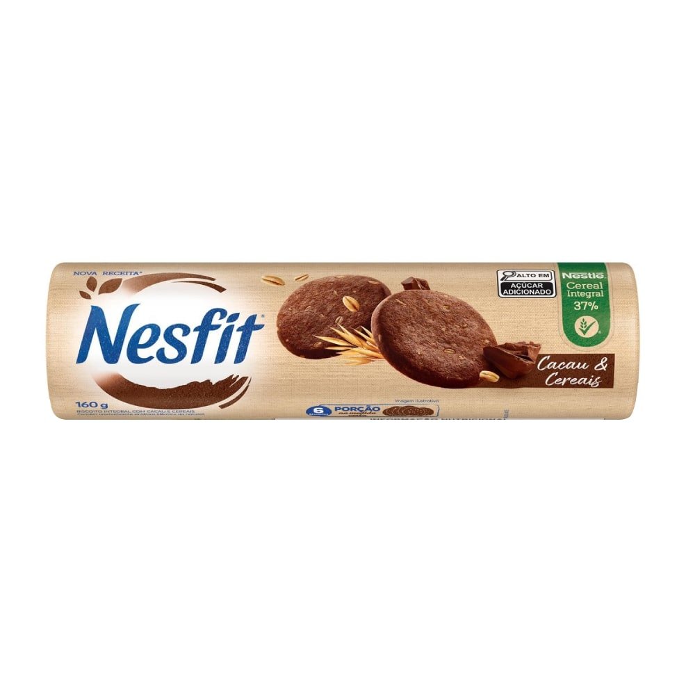 Biscoito Nesfit Cacau e Cereais 160g - Embalagem com 48 Unidades
