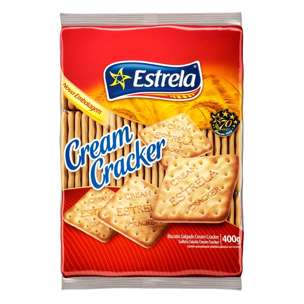 Biscoito Estrela Cream Cracker Água e Sal 400g Embalagem com 20 Unidades eFácil