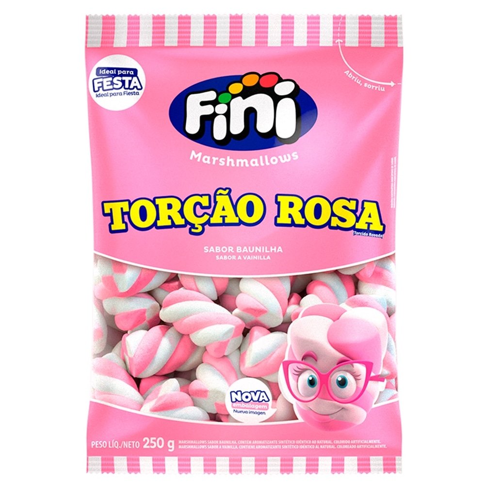 Marshmallow Fini Torção Rosa Baunilha 250g