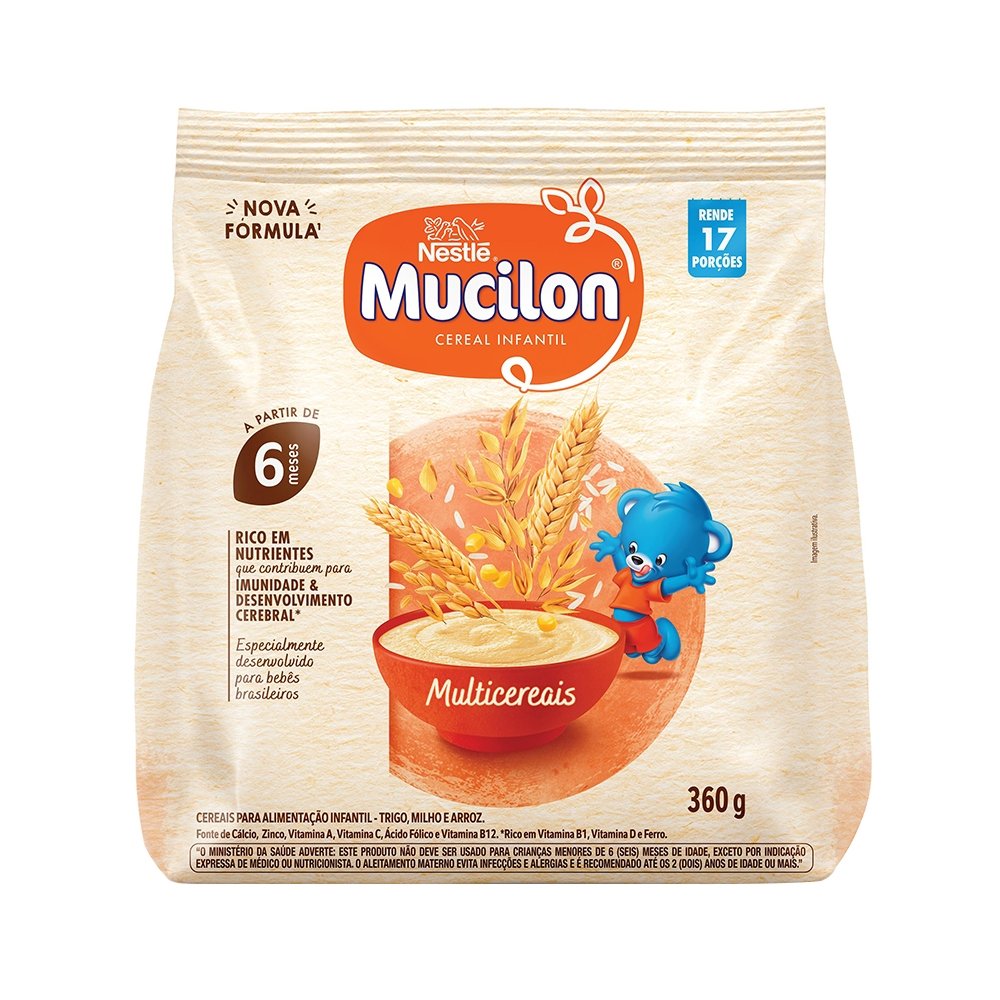 Cereal Infantil Mucilon de Cereais 360g - Embalagem com 9 Unidades