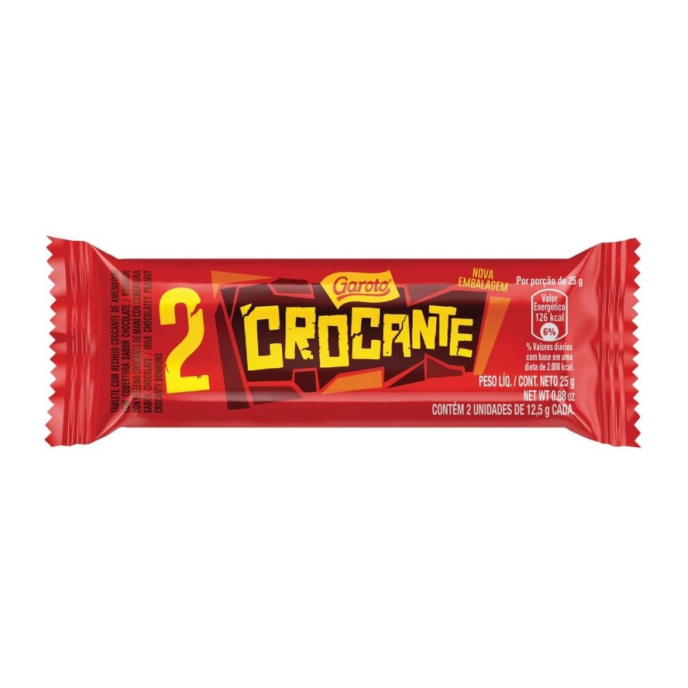 Chocolate Garoto Crocante 25g - Embalagem com 30 Unidades
