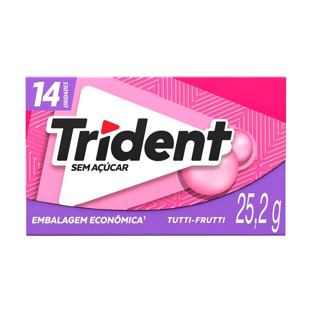 Chiclete Trident Tutti-Frutti Sem Açúcar 25,2g - Caixa com 12 Unidades