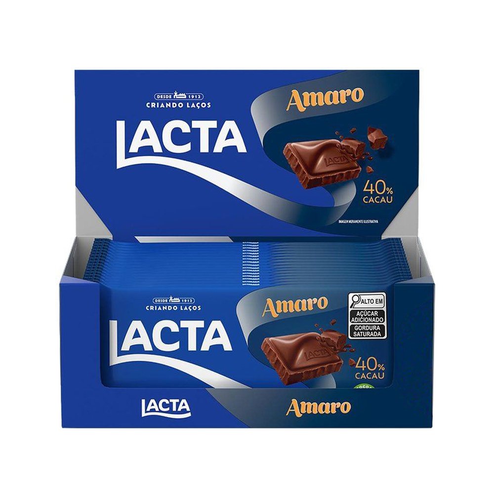 Chocolate Lacta Amaro meio amargo 80g - Display com 17 Unidades