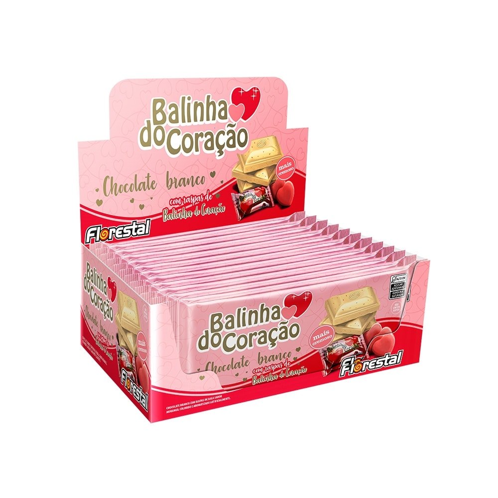 Chocolate Florestal Balinha Coração 80g - Embalagem com 12 Unidades