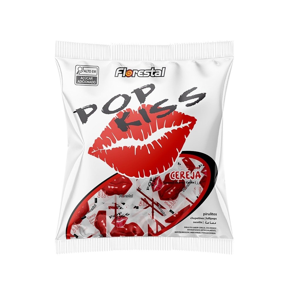 Pirulito Florestal Pop Kiss Cereja 500g
