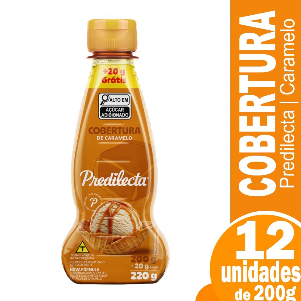 Cobertura Predilecta Caramelo Bisnaga 200g - Embalagem com 12 Unidades