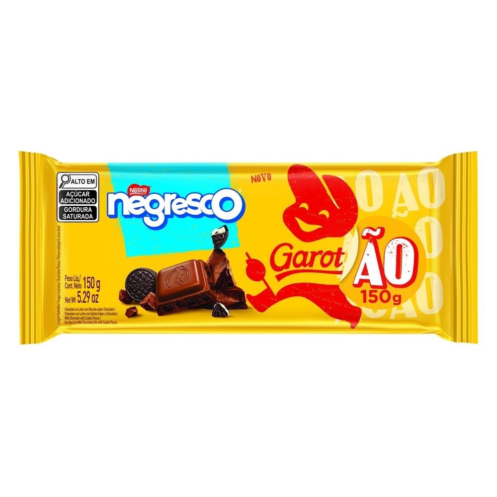 Chocolate Garoto Tablete ao Leite Negresco 150g - Embalagem com 22 Unidades