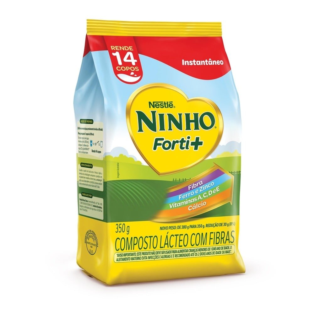 Leite em Pó Ninho Composto Lácteo Fibras Sache 350g - Embalagem 12 Unidades