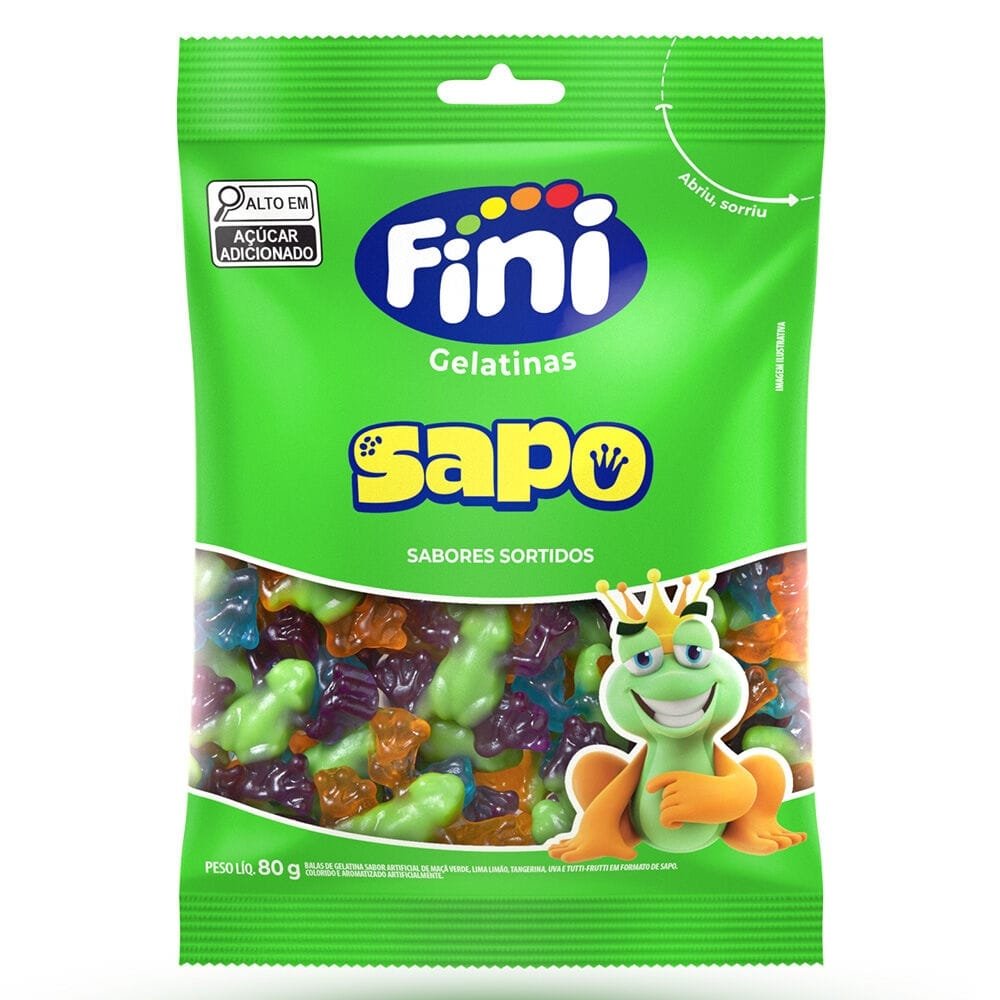 Bala Fini Gelatina Sapo 80g - Embalagem com 12 Unidades