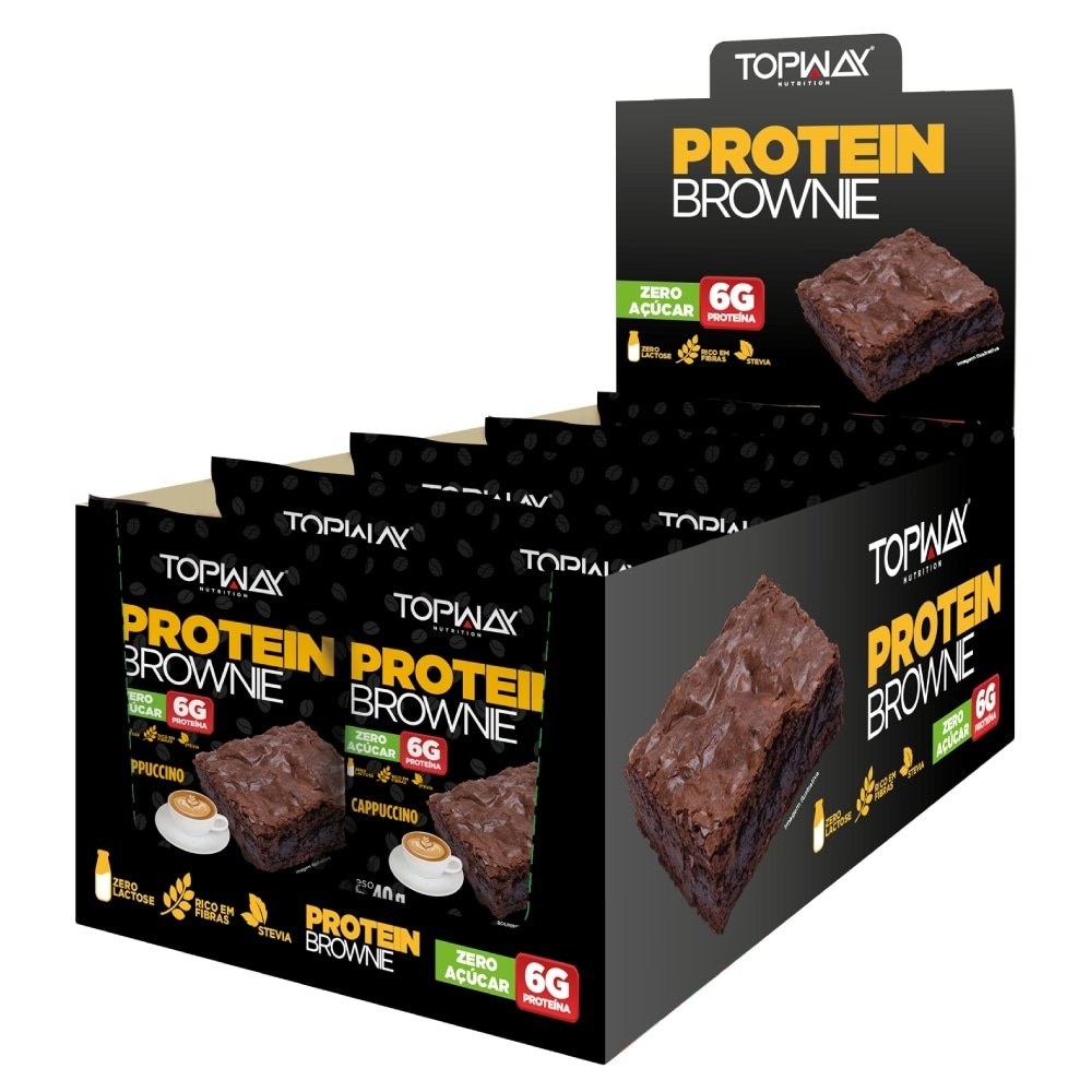 Brownie Topway com Proteína Cappuccino 40g - Embalagem com 10 Unidades