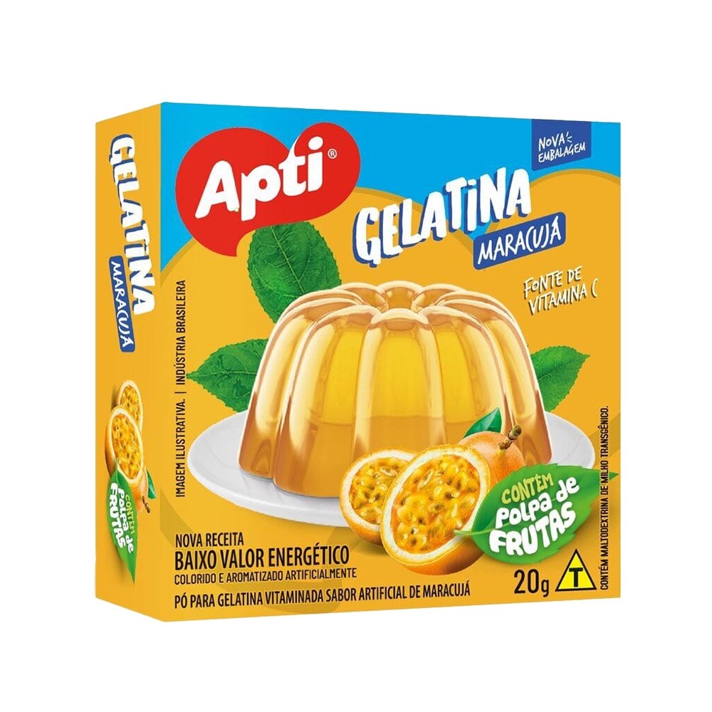 Gelatina Apti Maracujá 20g - Embalagem com 18 Unidades