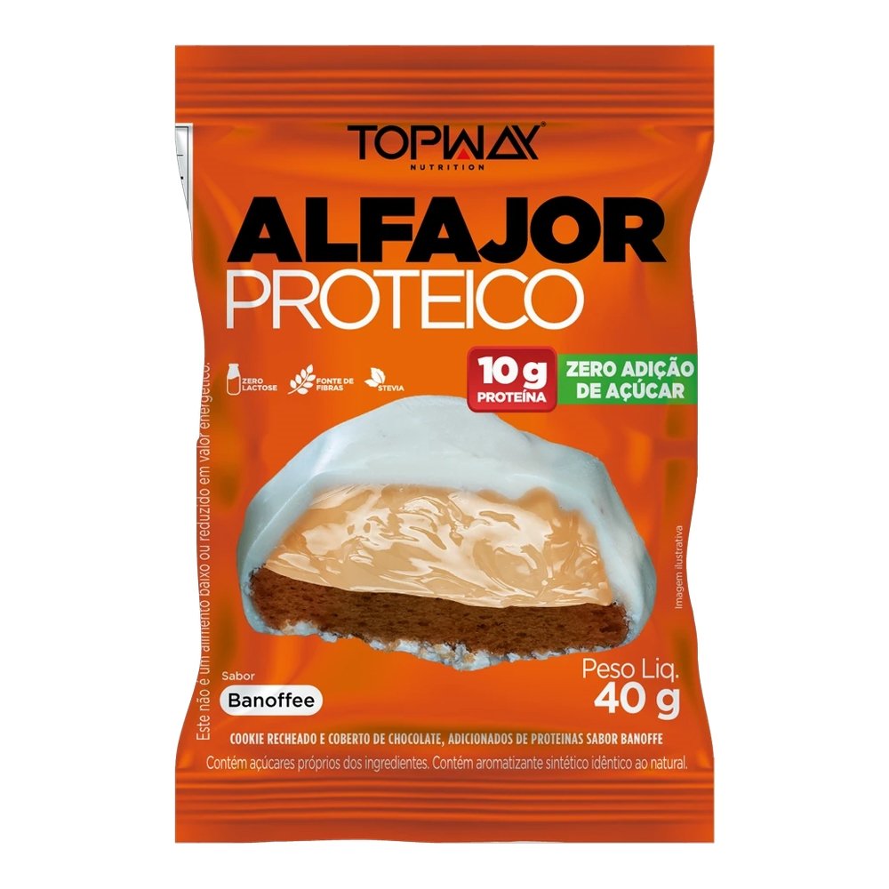 Alfajor Topway com Proteína Sabor Banoffe 40g - Embalagem com 10 Unidades
