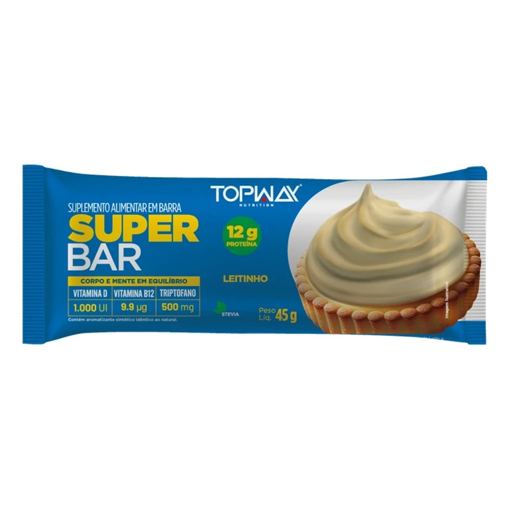Barra de Proteína Topway Leitinho 45g - Embalagem com 12 Unidades