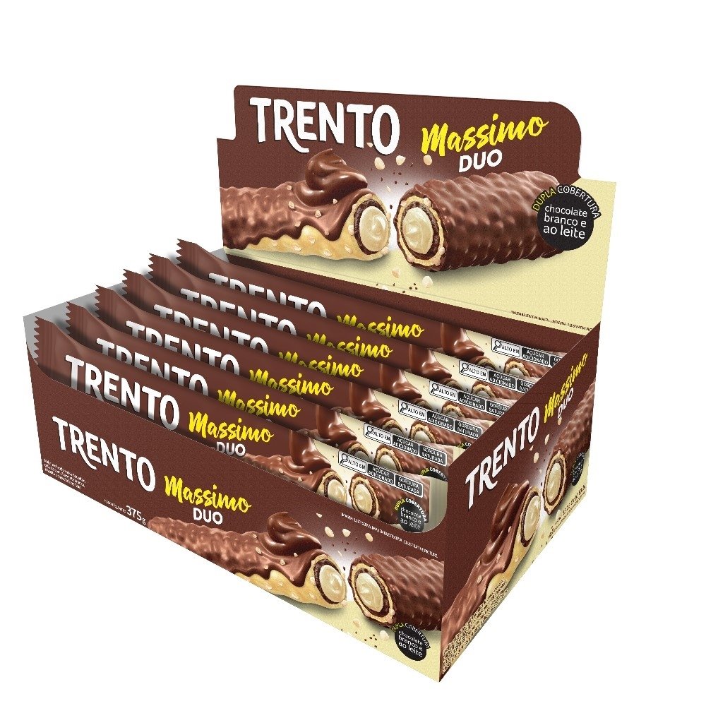 Chocolate Trento Wafer Massimo Duo 25g - Embalagem com 15 Unidades