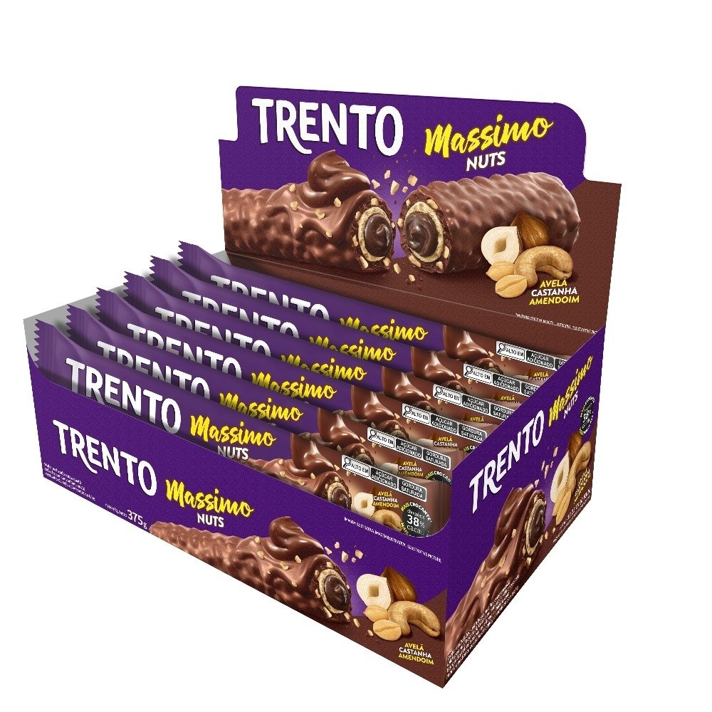 Chocolate Trento Massimo Nuts 25g - Embalagem com 15 Unidades