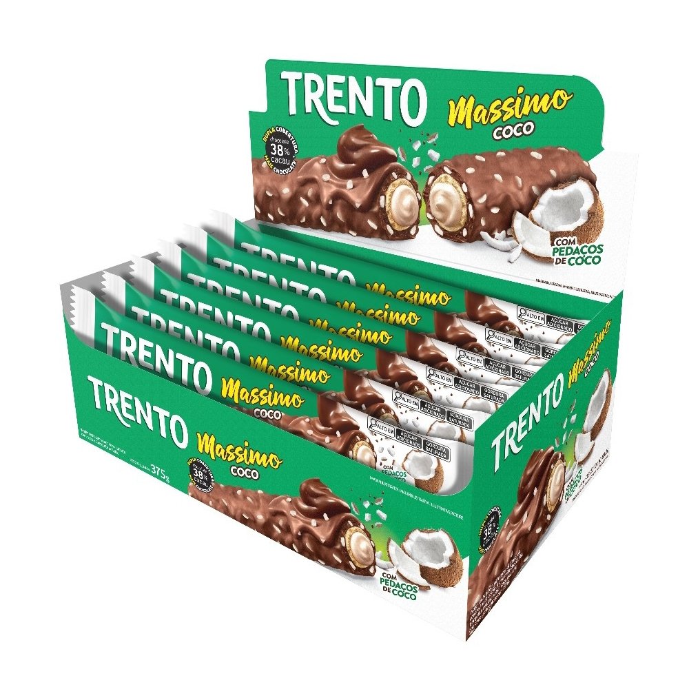 Chocolate Trento Wafer Massimo Coco 25g - Embalagem com 15 Unidades