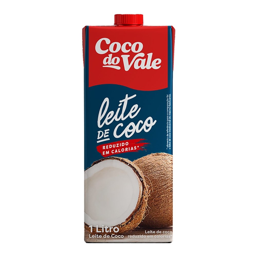 Leite de Coco Coco do Vale - Reduzido em Teor de Gordura Tetra Pack 1 Litro - Embalagem com 12 Unidades