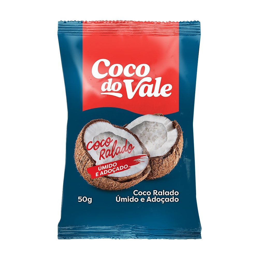 Coco Ralado Coco do Vale Úmido e Adoçado 50g - Embalagem com 48 Unidades