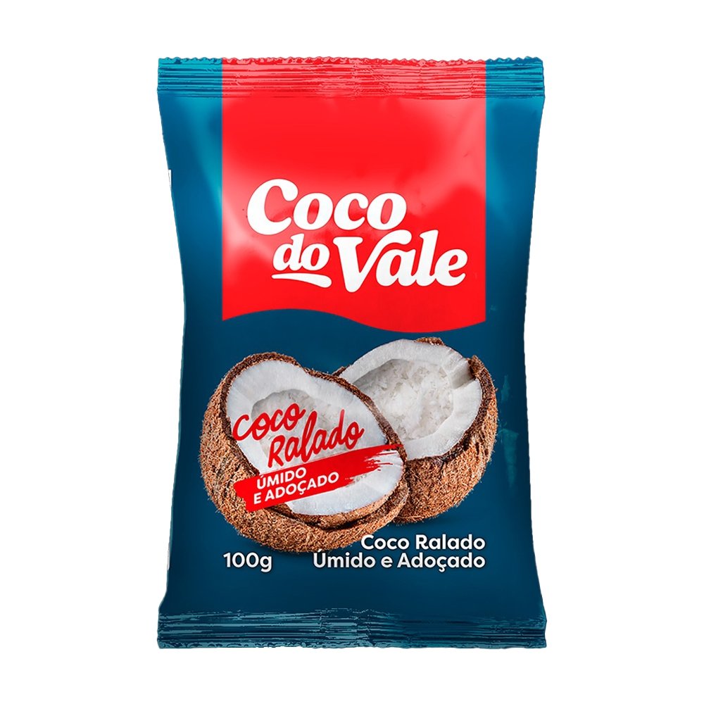 Coco Ralado Coco do Vale Úmido e Adocicado 100g - Embalagem com 24 Unidades