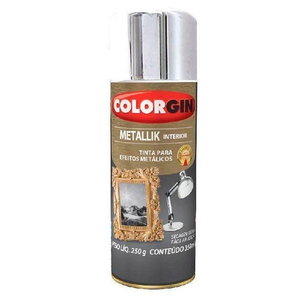 Tinta Spray Colorgin Metallik Cromado 350ml