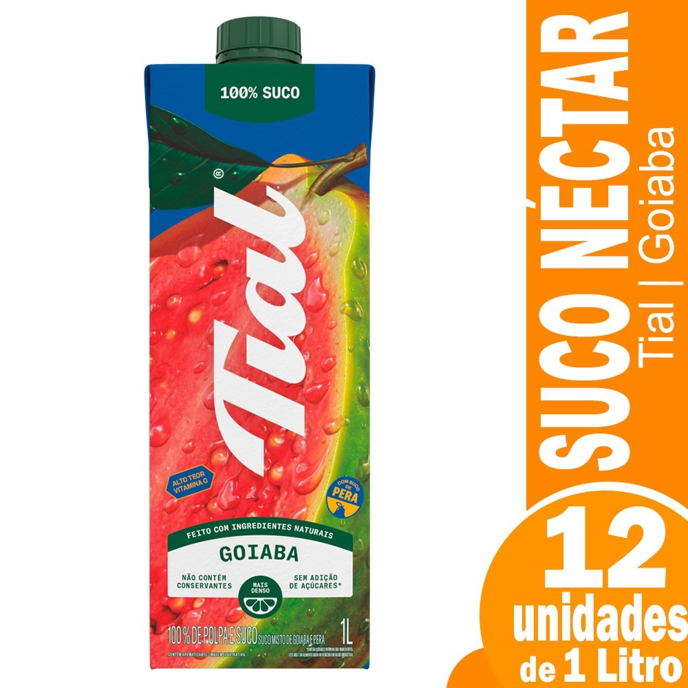 Suco Tial 100% Goiaba com Maçã 1L - Embalagem com 12 Unidades