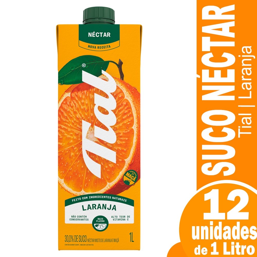Suco Tial Néctar Laranja 1L - Embalagem com 12 Unidades