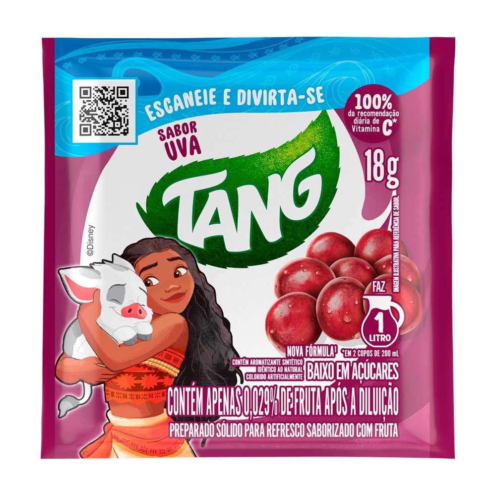 Refresco em Pó Tang Uva 18g - Caixa com 18 Unidades