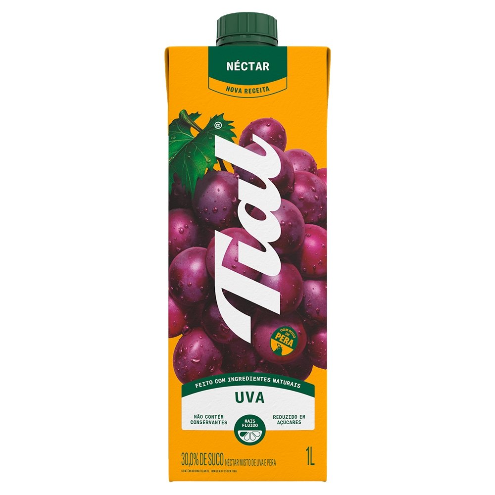 Suco Néctar Tial Uva e Pera 1 Litro - Embalagem com 12 Unidades