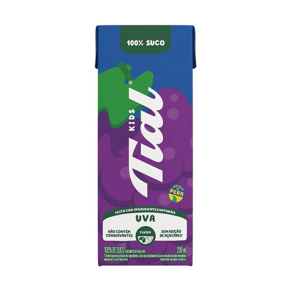 Suco Tial 100% Maria Clara & JP - Uva e Pera 200ml - Embalagem com 24 Unidades