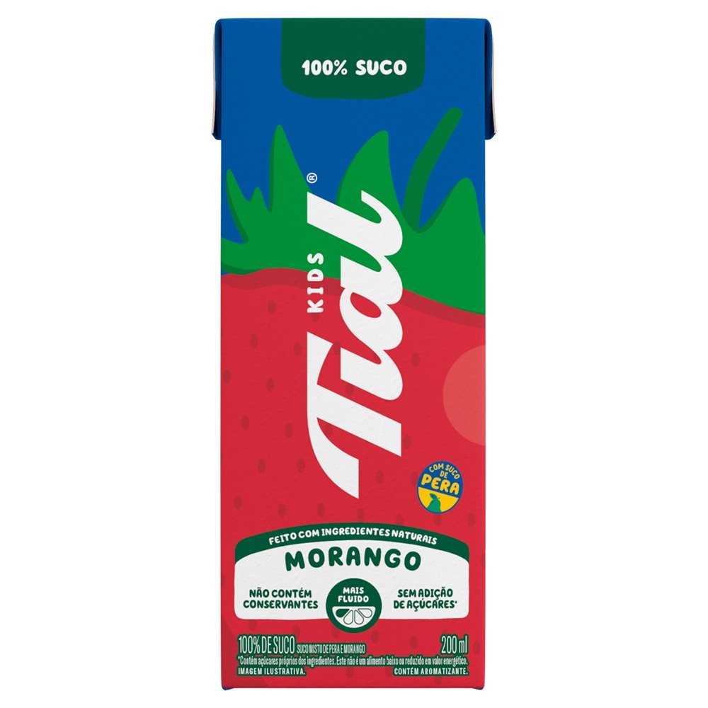 Suco Tial 100% Maria Clara & JP - Morango e Pera 200ml - Embalagem com 24 Unidades