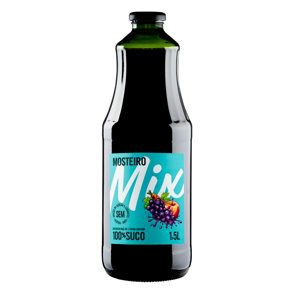 Suco Mosteiro Mix Maçã Uva e Cenoura 1,5l - Embalagem com 6 Unidades