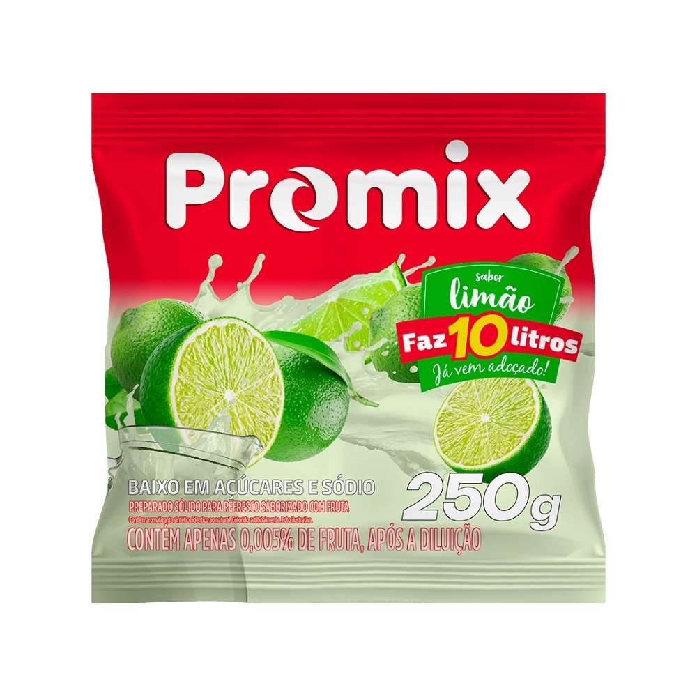 Refresco em Pó Promix Limão 250g - Embalagem com 10 Unidades