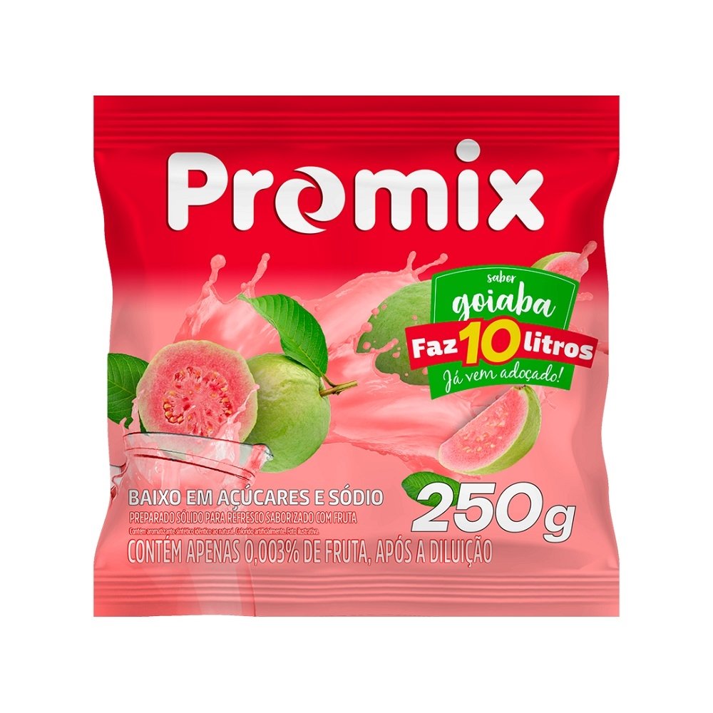 Refresco em Pó Promix Goiaba 250g - Embalagem com 10 Unidades