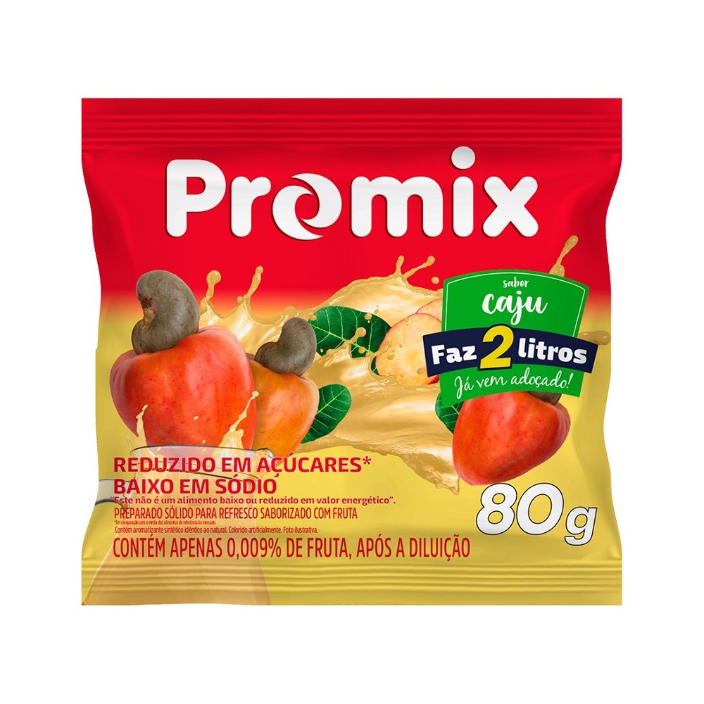 Refresco em Pó Promix Caju 24 Embalagens de 80g
