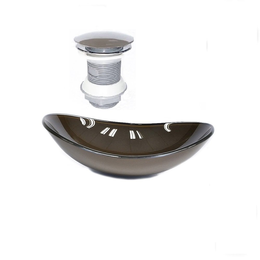 Cuba de vidro oval 47cm marrom + válvula click