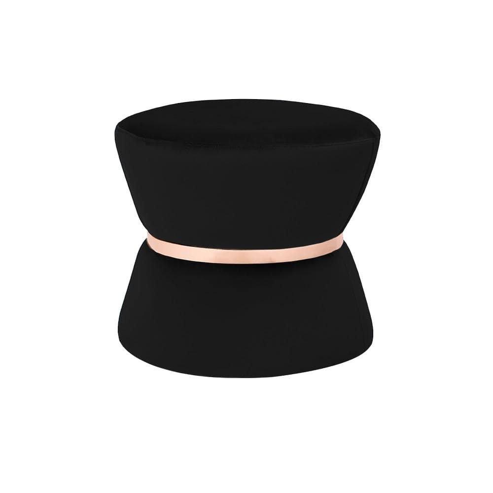 Puff Decorativo Sala de Estar 45cm Dhaka Veludo Preto G15 - Gran Belo