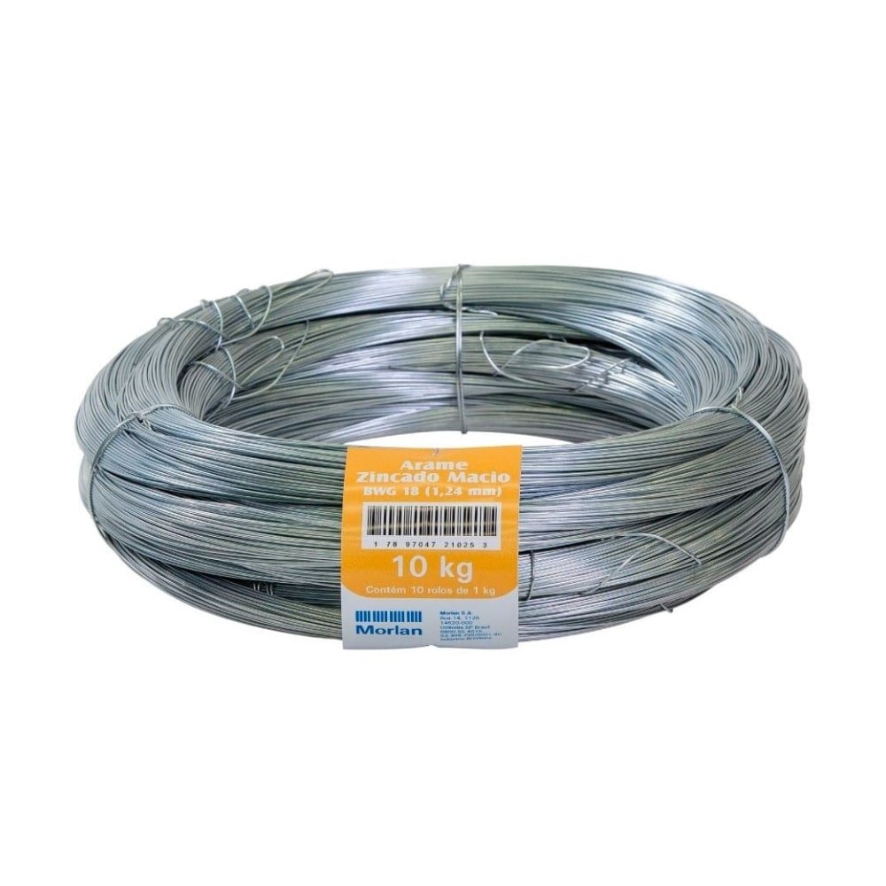 Arame Morlan Liso Galvanizado 18 - Embalagem com 10 Unidades