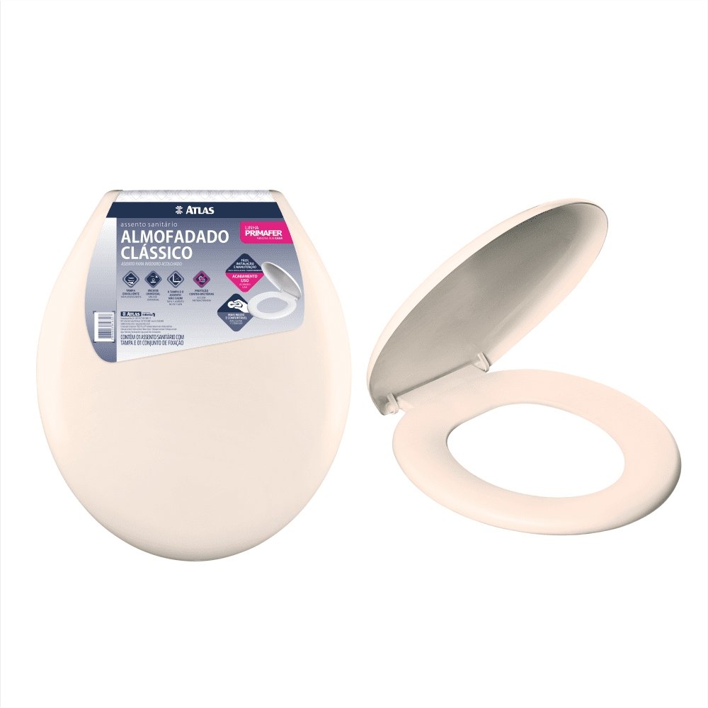 Assento Sanitário Atlas Almofadado Clássico, Primafer, Bege