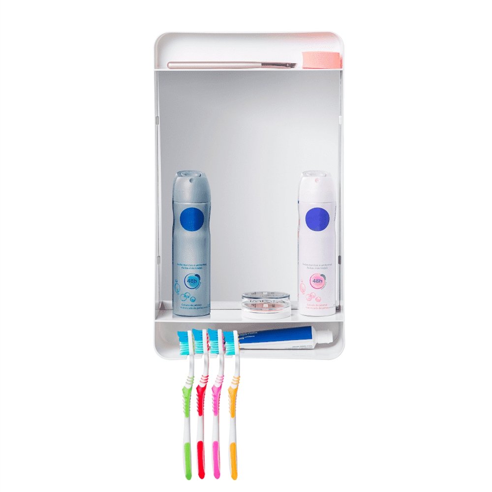 Armário Atlas para Banheiro PR6100-1 Branco com Espelho