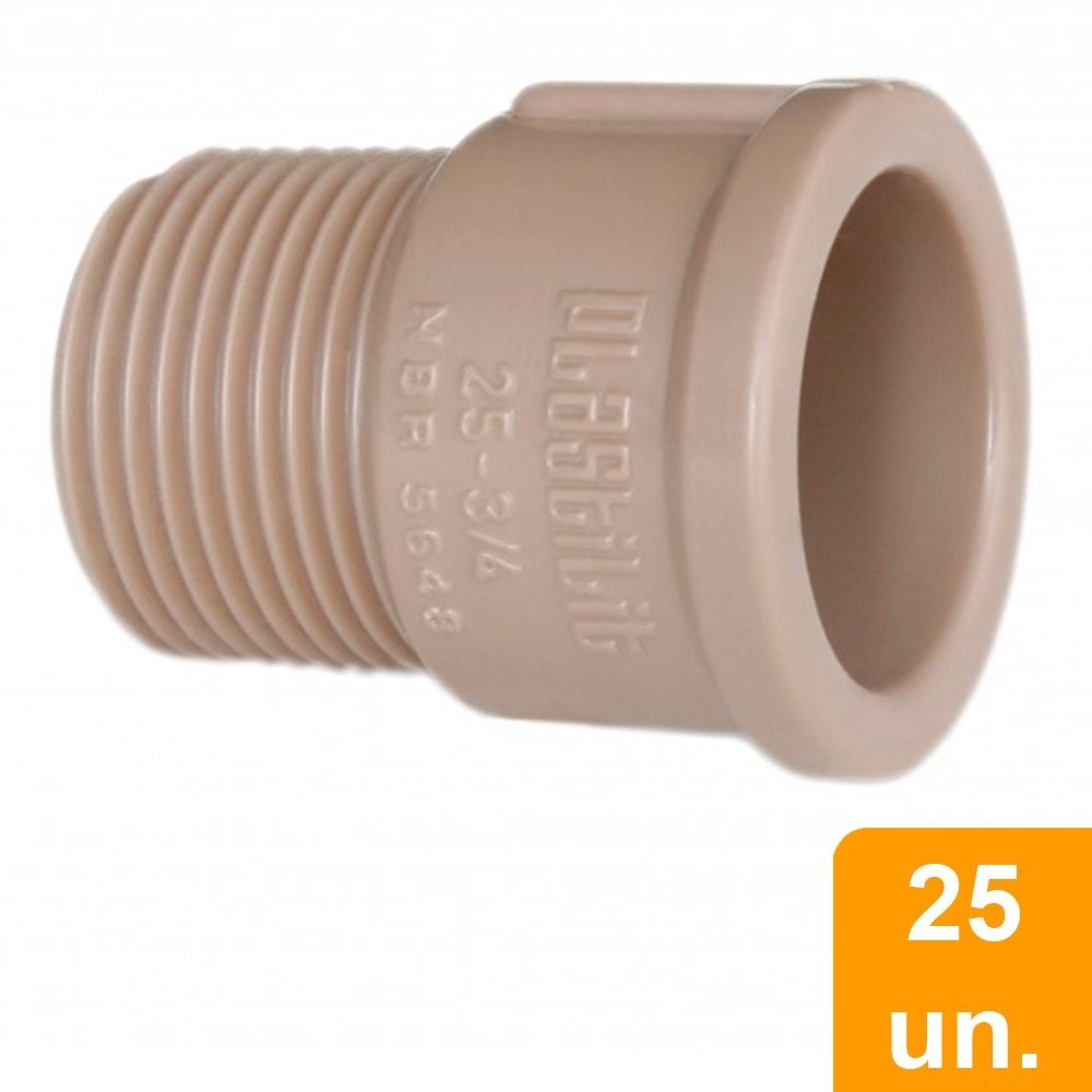 Adaptador Soldável Plastilit Curto 32mm x 1P - Embalagem com 25 Unidades