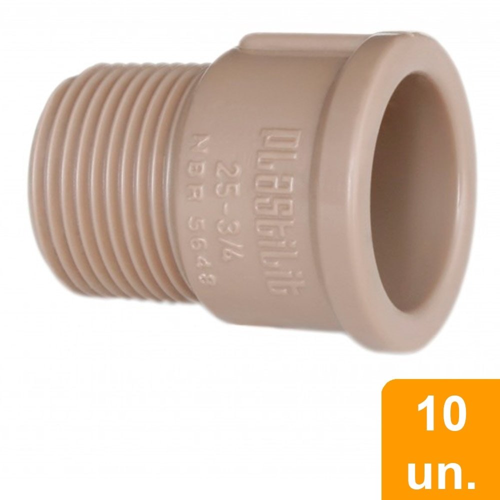 Adaptador Soldável Plastilit Curto 60mm x 2P Embalagem com 10 Unidades