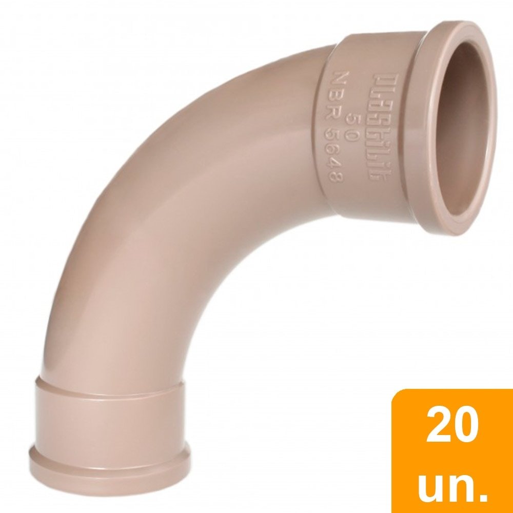 Curva para Esgoto Plastilit Soldável 90° 25mm Embalagem com 20 Unidades