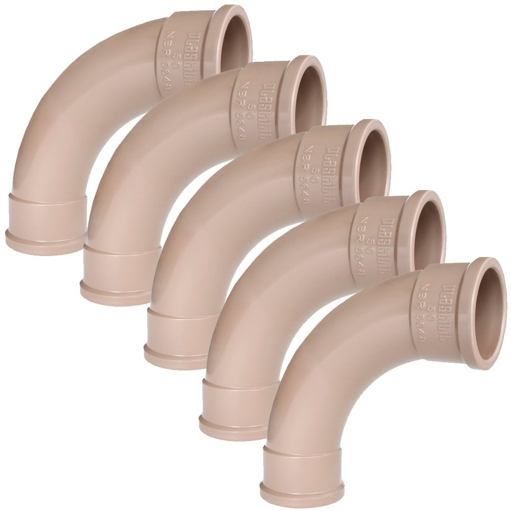 Curva para Esgoto Plastilit Soldável 90° 60mm Embalagem com 5 Unidades