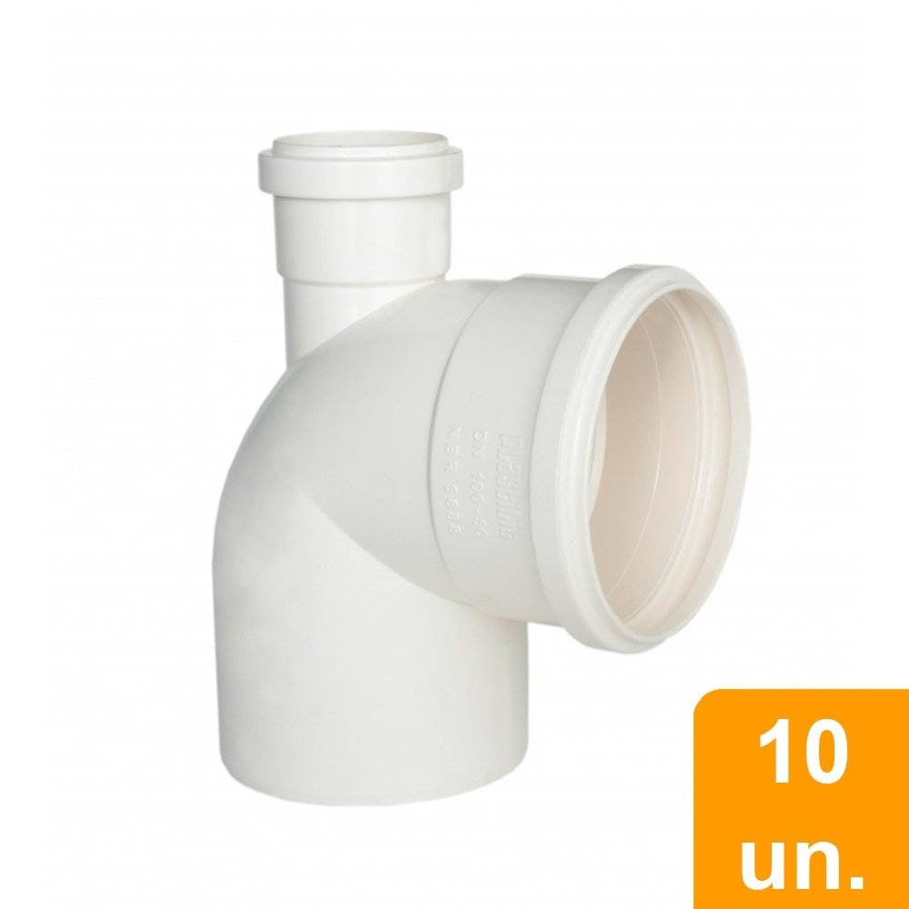 Joelho Esgoto 90º com Visita Plastilit 100x50 - Embalagem com 10 Unidades
